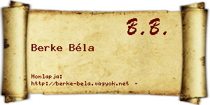Berke Béla névjegykártya